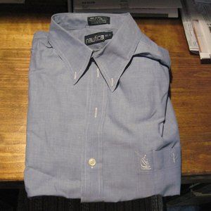 Men's Nautica Classic Fit Long Sleeve Dress Shirt Blue Size 16 1/2 - 36